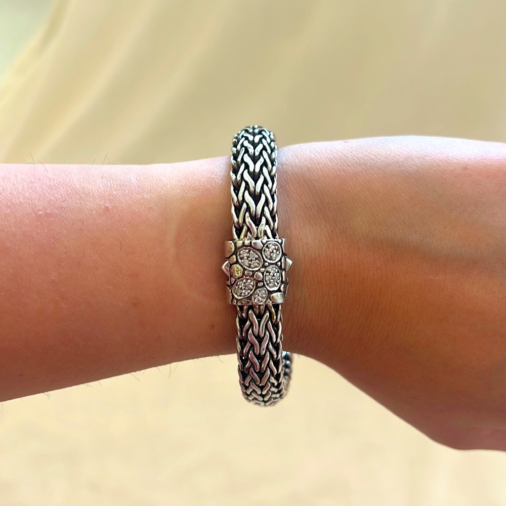 John Hardy Silver Bracelet with Diamond Accents